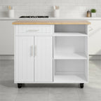 Kitchen Island Cart Solid Wood Top Forty Two Inch Storage