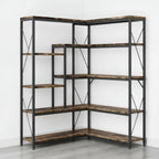 L Shaped Corner Bookshelf Five Tier Storage Display Rack