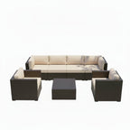 Outdoor PE Wicker Sectional Sofa Set Seven Piece Patio