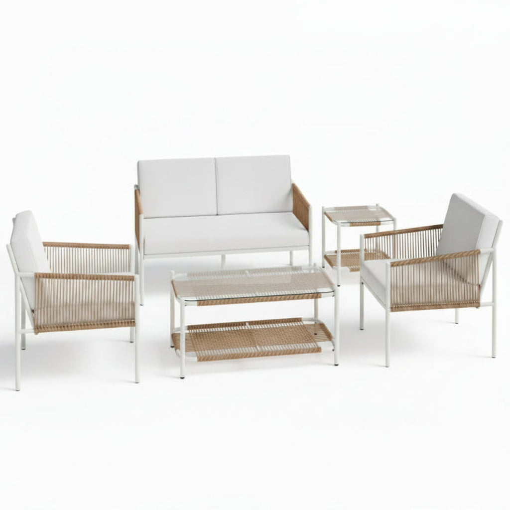 Outdoor Rattan Conversation Set Five Piece Patio Furniture