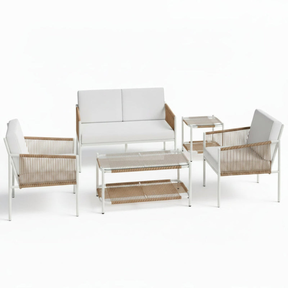 Outdoor Rattan Conversation Set Five Piece Patio Furniture