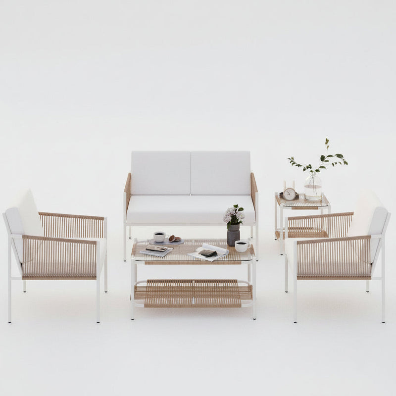 Outdoor Rattan Conversation Set Five Piece Patio Furniture
