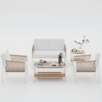 Outdoor Rattan Conversation Set Five Piece Patio Furniture