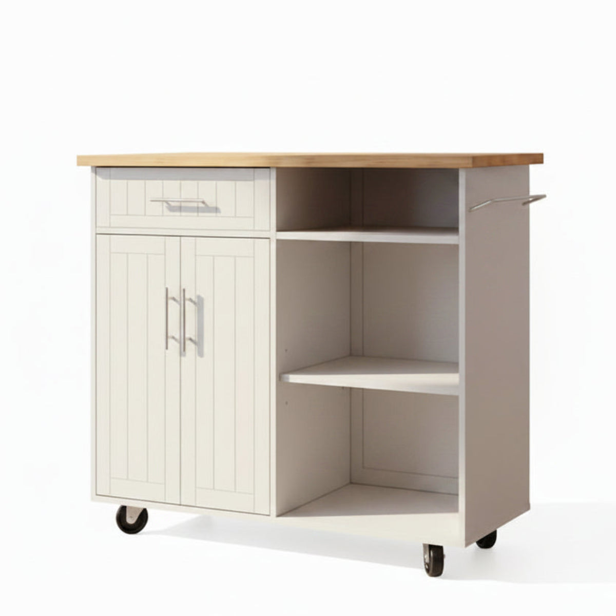 Kitchen Island Cart Solid Wood Top Forty Two Inch Storage