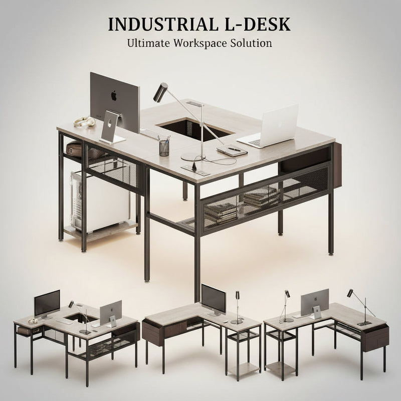L Shaped Gaming Desk Home Office Fifty Inch Computer Table