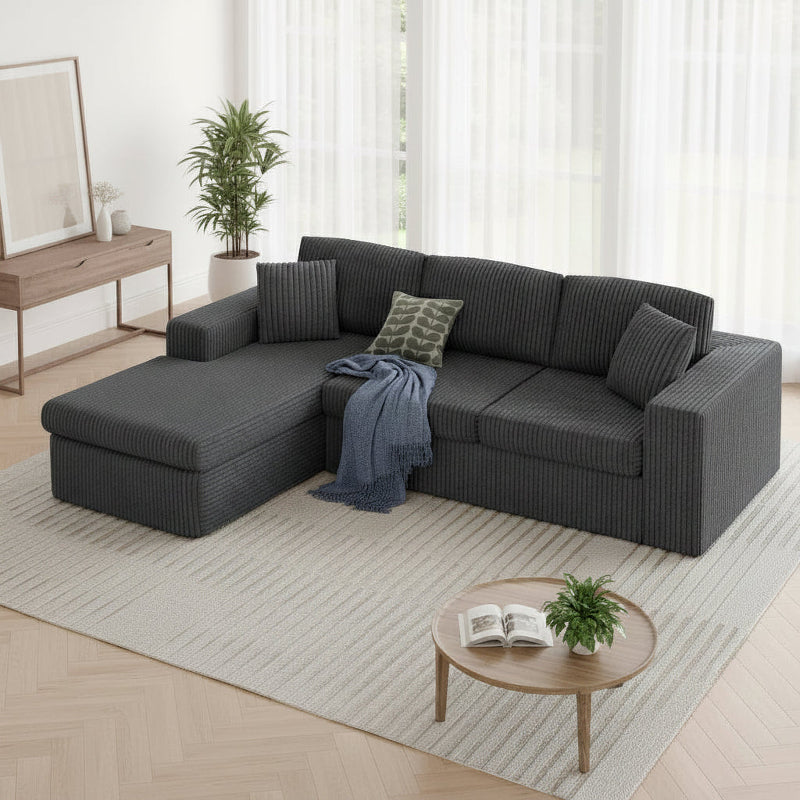Cloud Modular Sectional Sofa L Shaped Corduroy Deep Seat
