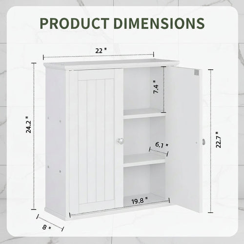 Bathroom Wall Mounted Cabinet Two Door Storage Organizer