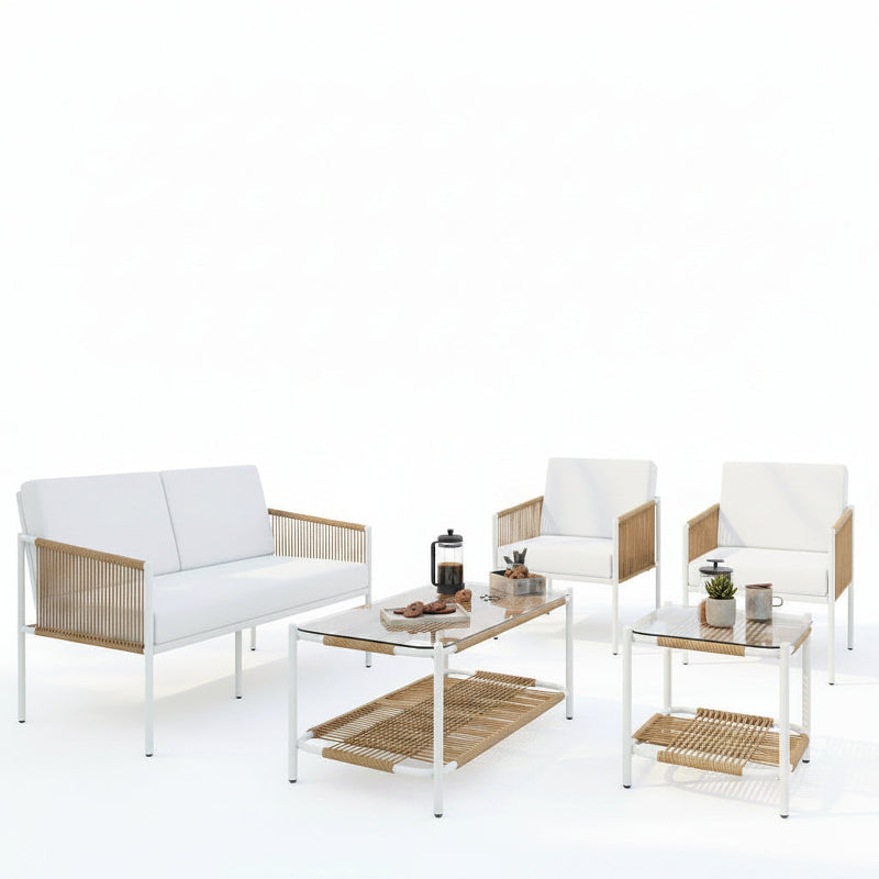Outdoor Rattan Conversation Set Five Piece Patio Furniture