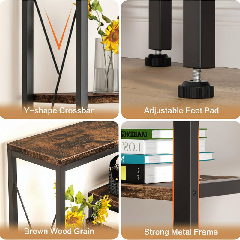 L Shaped Corner Bookshelf Five Tier Storage Display Rack