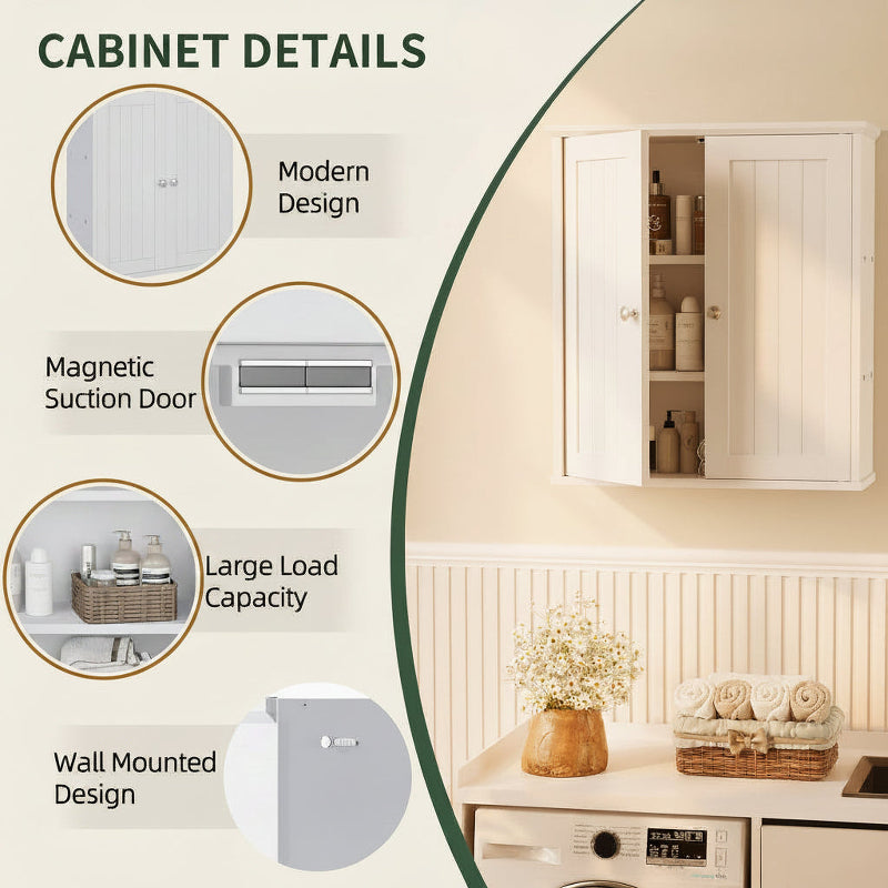 Bathroom Wall Mounted Cabinet Two Door Storage Organizer