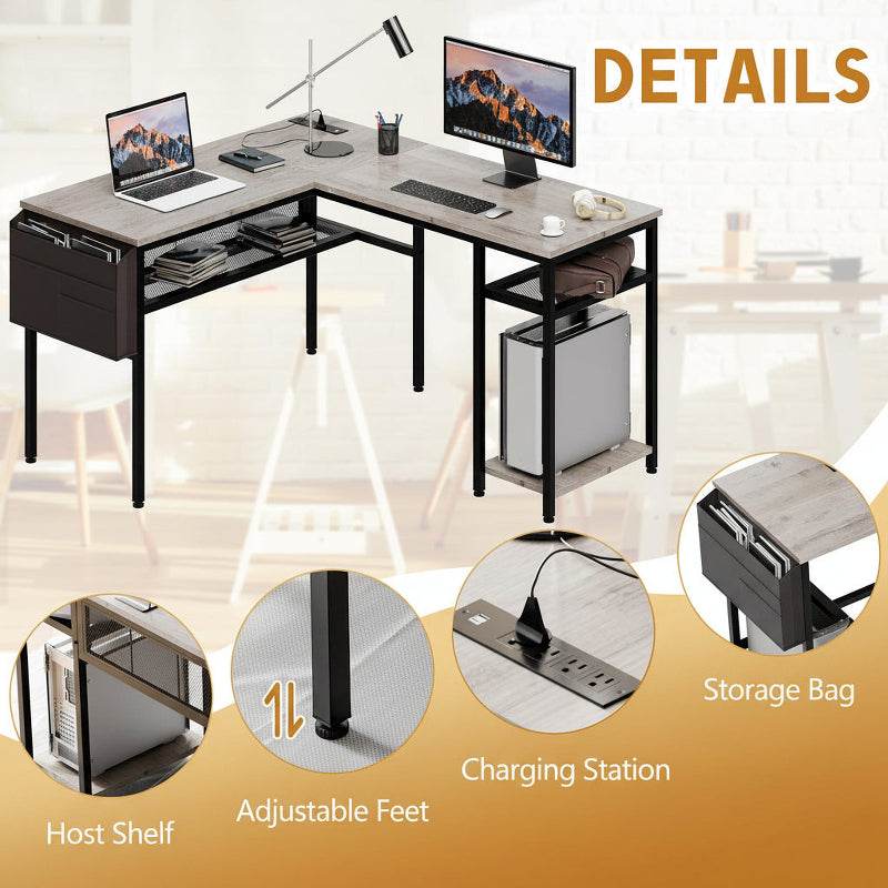 L Shaped Gaming Desk Home Office Fifty Inch Computer Table