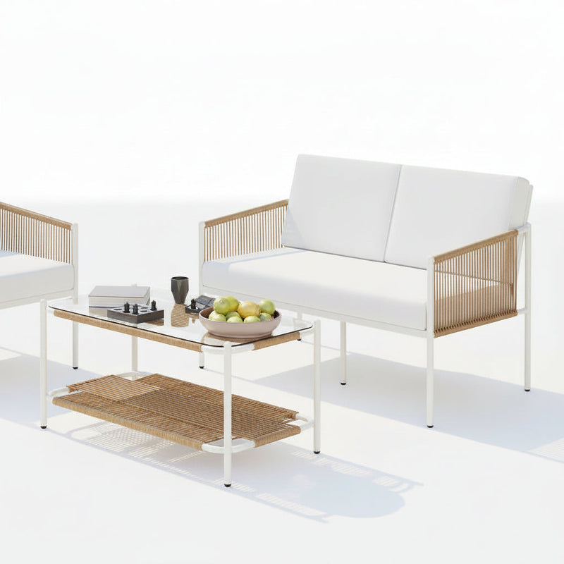 Outdoor Rattan Conversation Set Five Piece Patio Furniture