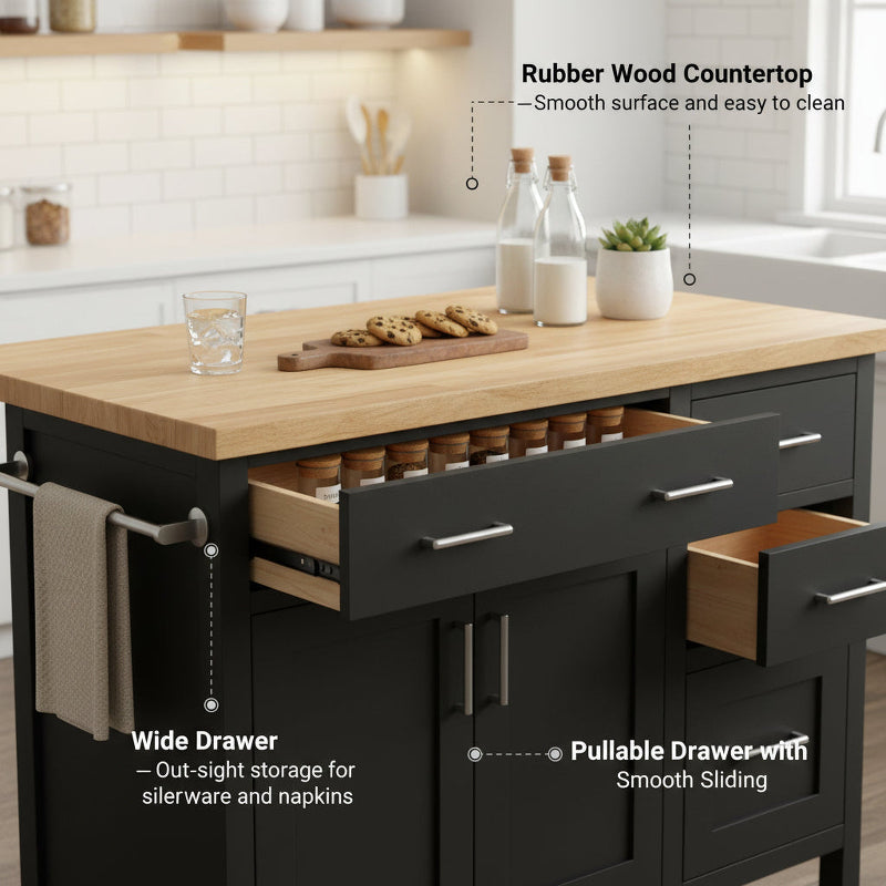 Rolling Kitchen Island Table Storage Mobile Kitchen Cabinet
