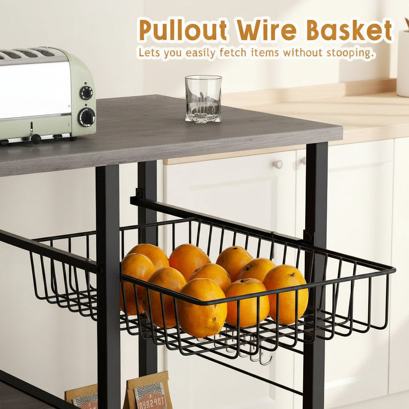 Kitchen Bakers Rack Coffee Bar Microwave Stand Storage Rack