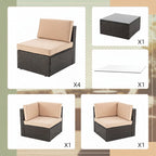 Outdoor PE Wicker Sectional Sofa Set Seven Piece Patio
