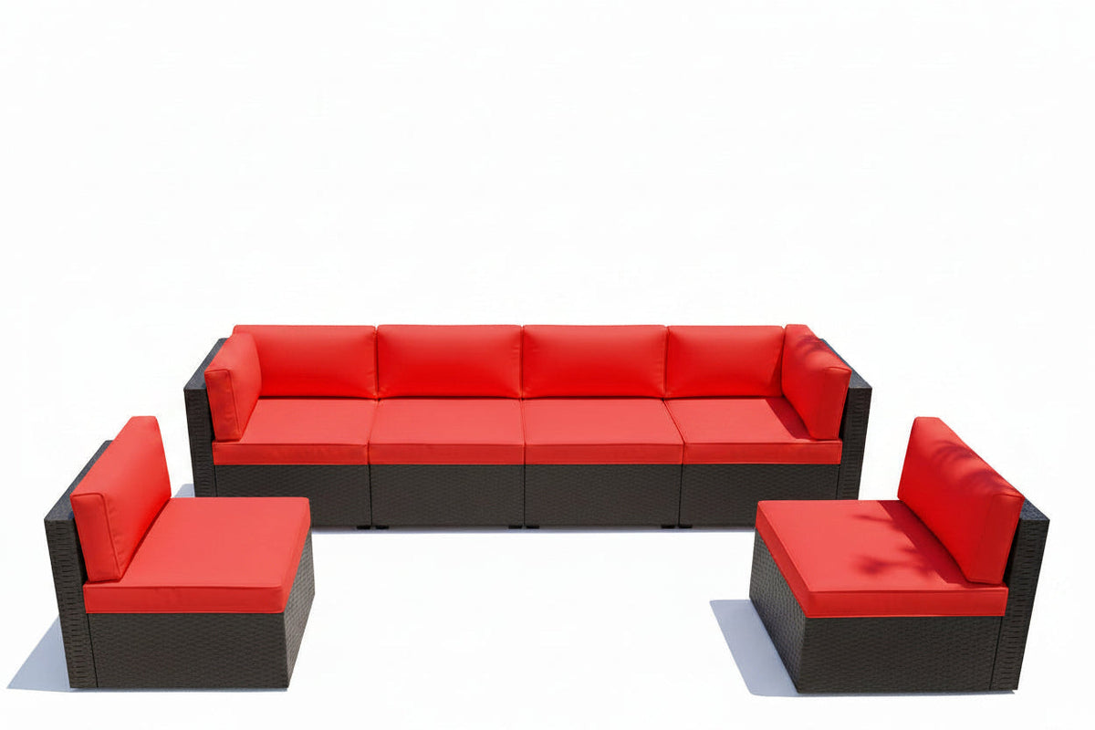 Outdoor PE Wicker Sectional Sofa Set Seven Piece Patio