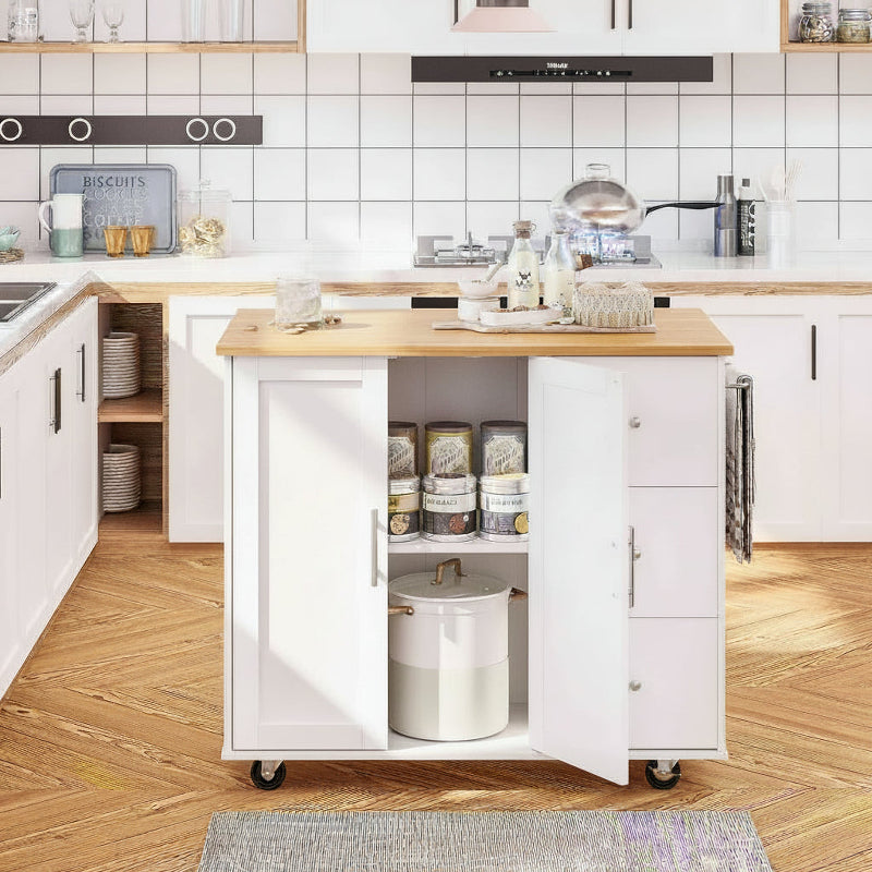 Rolling Kitchen Island Table Storage Mobile Kitchen Cabinet