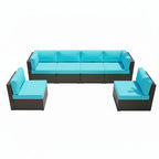 Outdoor PE Wicker Sectional Sofa Set Seven Piece Patio