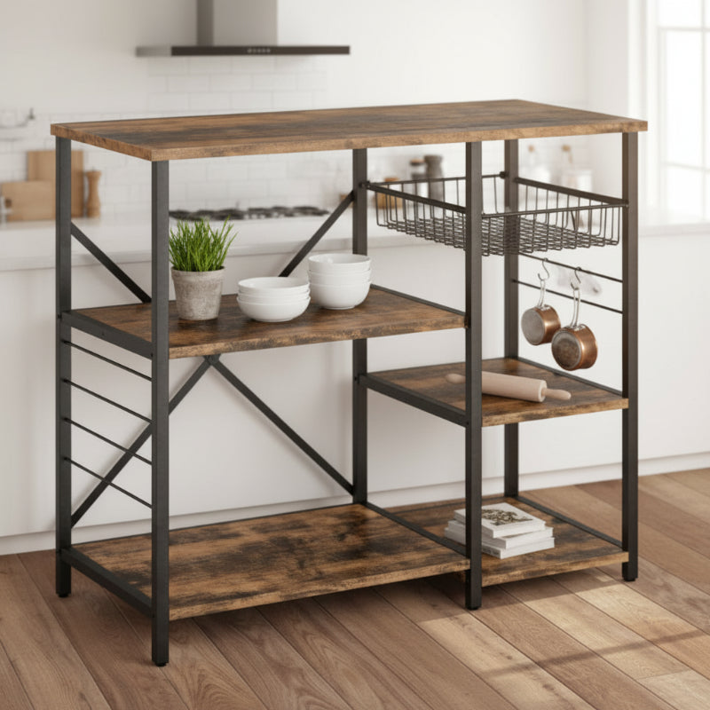 Kitchen Bakers Rack Coffee Bar Microwave Stand Storage Rack