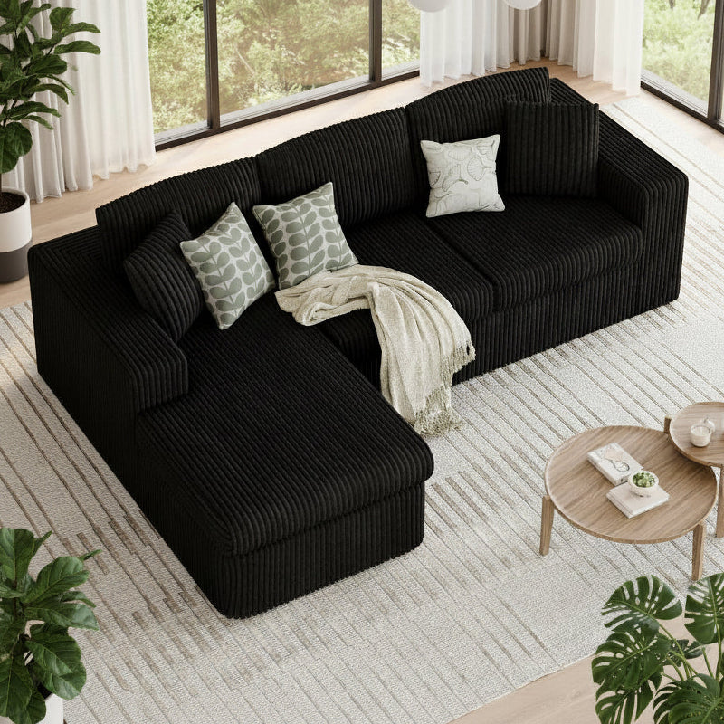 Cloud Modular Sectional Sofa L Shaped Corduroy Deep Seat