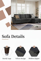L Shaped Four Seat Sectional Sofa Storage Ottoman Couch