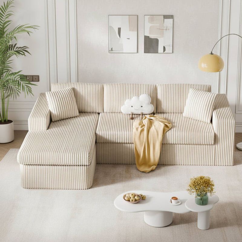Cloud Modular Sectional Sofa L Shaped Corduroy Deep Seat