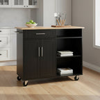 Kitchen Island Cart Solid Wood Top Forty Two Inch Storage