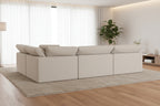 Large 4 Piece Open Modular Sectional in Cream Linen