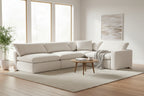 Large 4 Piece Open Modular Sectional in Cream Linen