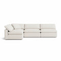 Large 4 Piece Open Modular Sectional in Cream Linen