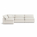 Large 4 Piece Open Modular Sectional in Cream Linen