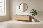 White Oak Media Unit with Modern Storage Design