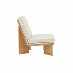 Oak Frame Lounge Chair with Herringbone Upholstery