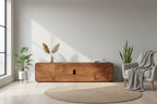 Walnut Media Unit with Modern Storage Cabinet Design