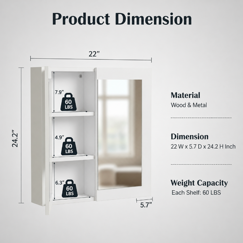 Bathroom Medicine Cabinet Mirror Two Door Storage Cabinet