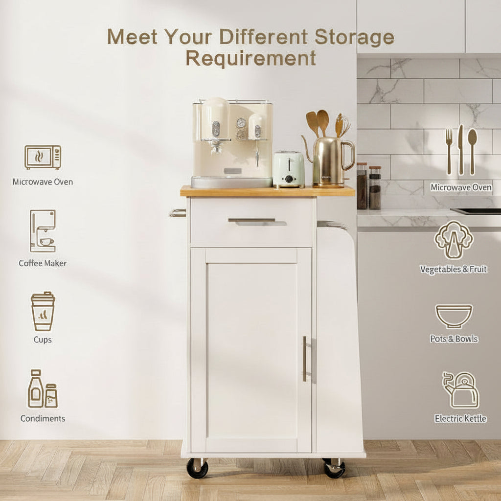 Rolling Kitchen Island Cart Storage Cabinet Mobile Kitchen