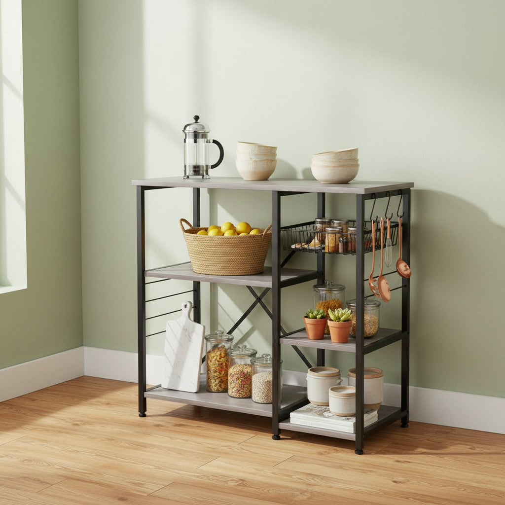 Kitchen Bakers Rack Coffee Bar Microwave Stand Storage Rack