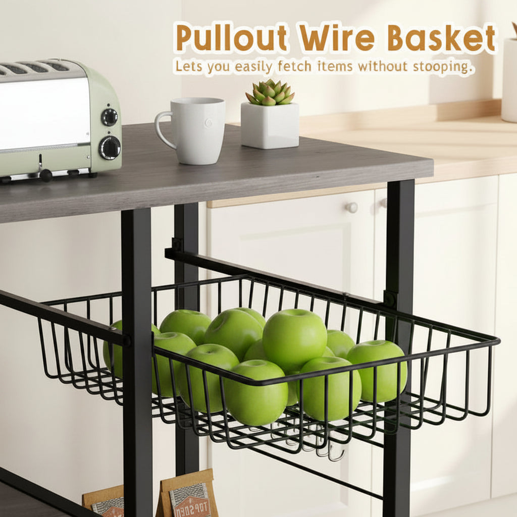 Kitchen Bakers Rack Coffee Bar Microwave Stand Storage Rack