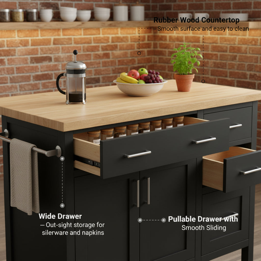 Rolling Kitchen Island Table Storage Mobile Kitchen Cabinet