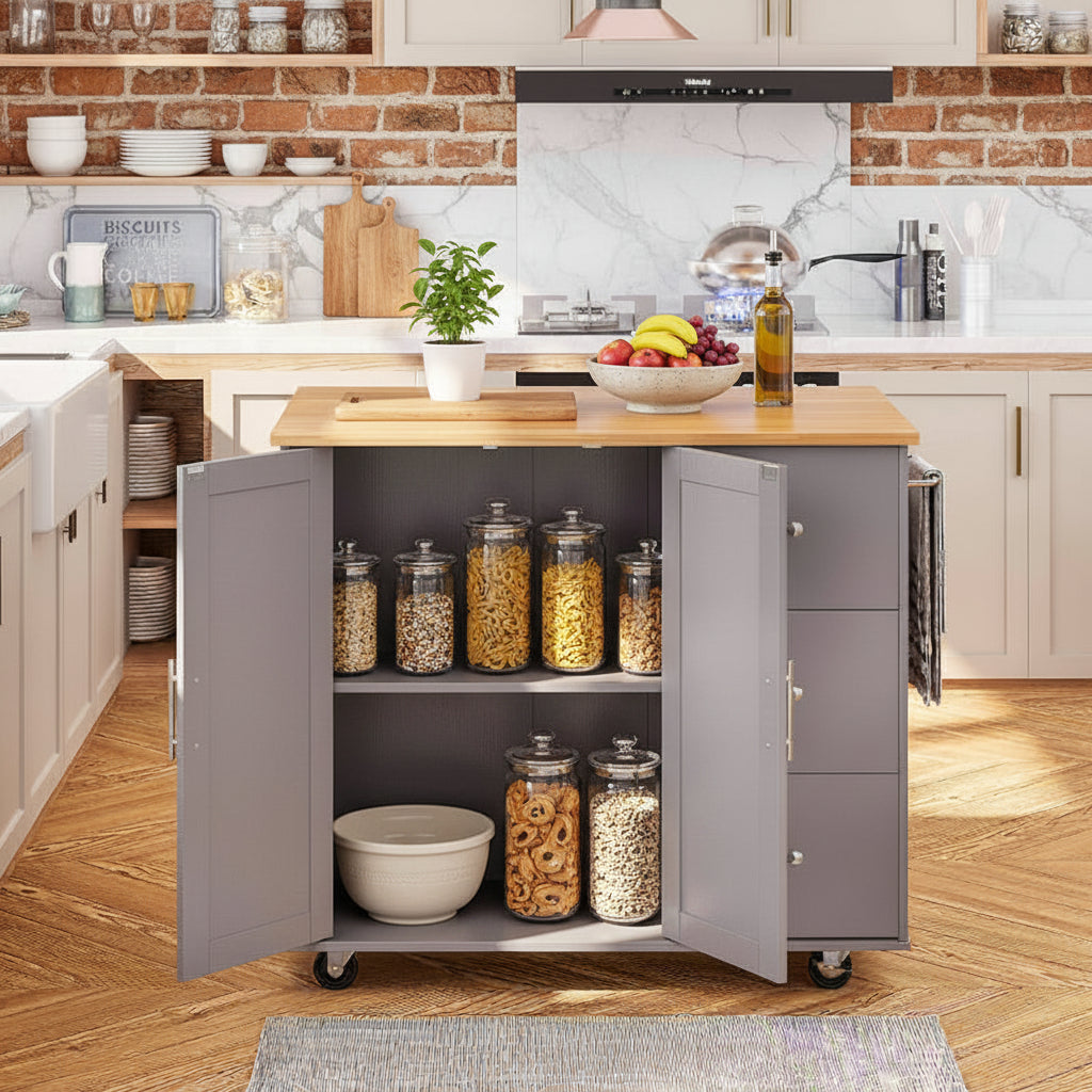 Rolling Kitchen Island Table Storage Mobile Kitchen Cabinet