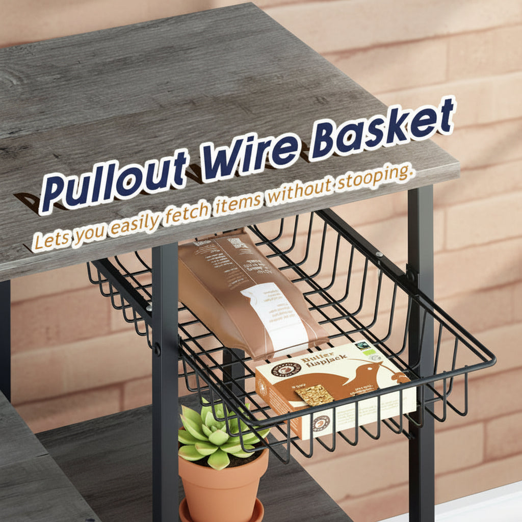 Kitchen Bakers Rack Coffee Bar Microwave Stand Storage Rack