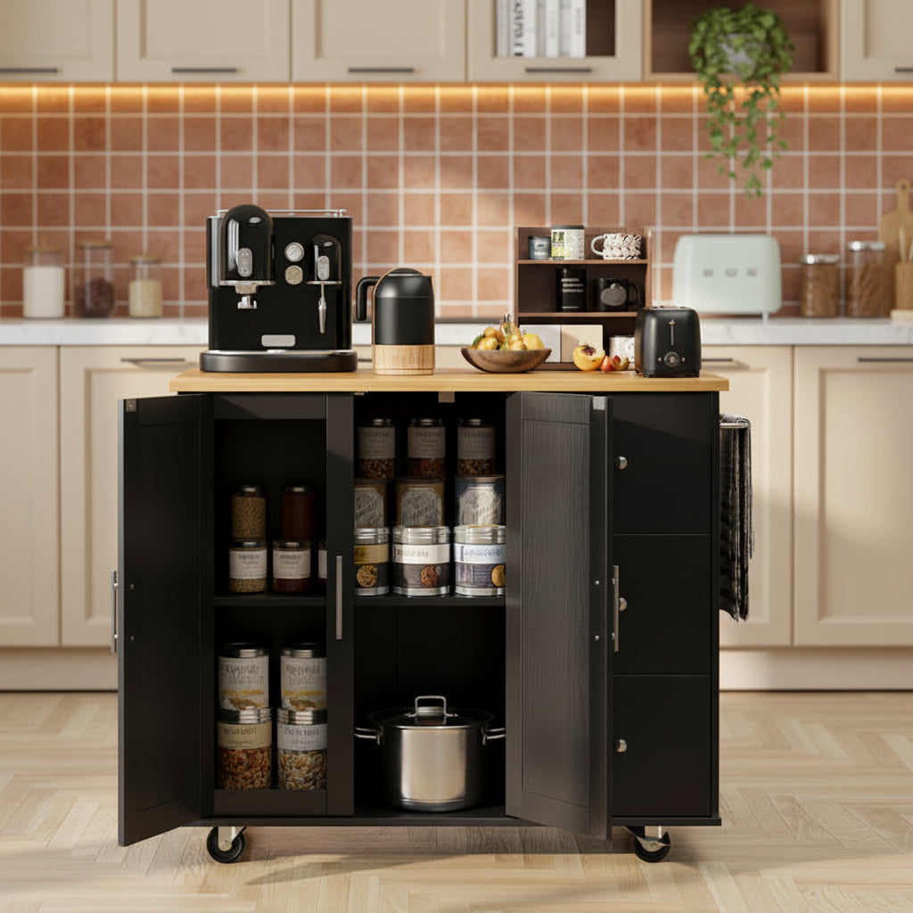Rolling Kitchen Island Table Storage Mobile Kitchen Cabinet