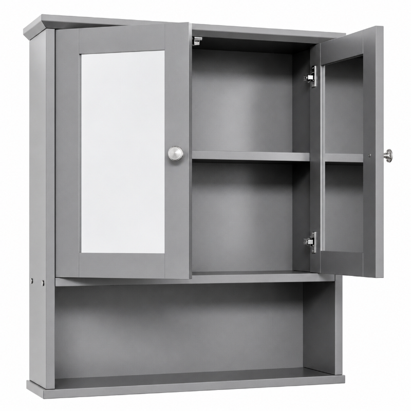 Bathroom Medicine Cabinet Mirror Two Door Storage Cabinet