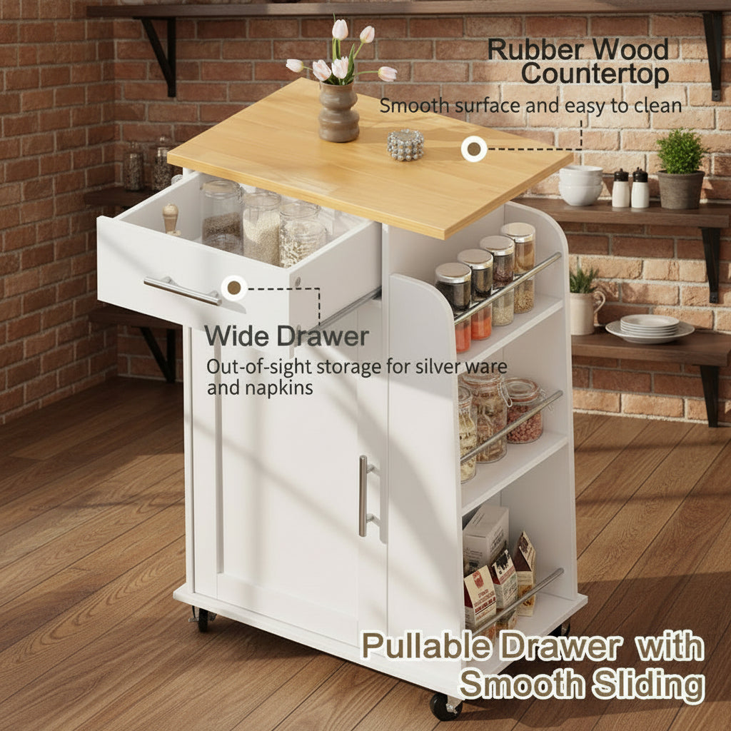 Rolling Kitchen Island Cart Storage Cabinet Mobile Kitchen