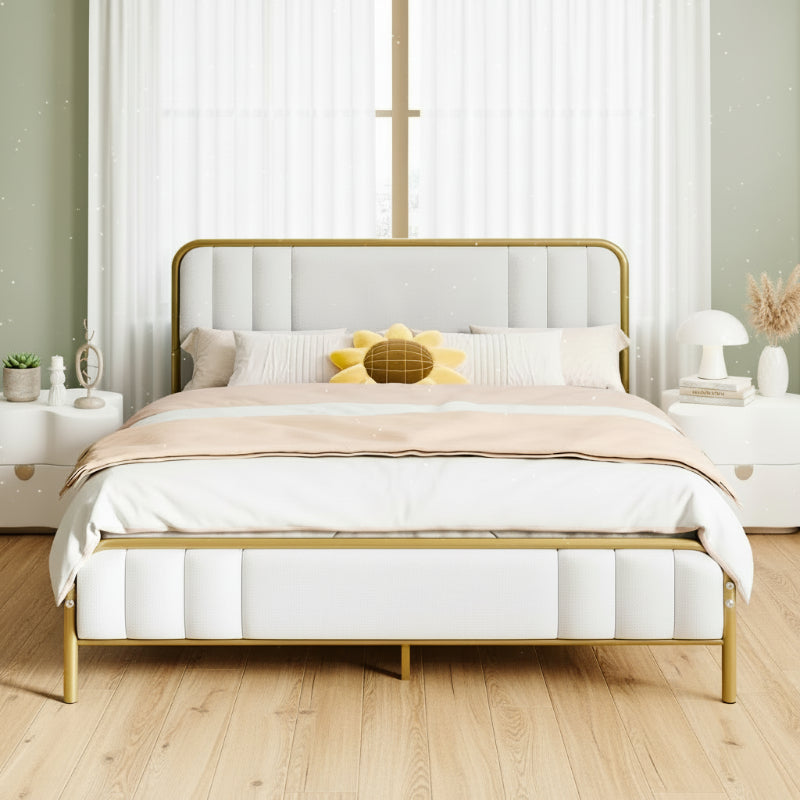 Bed Frame with LED Light and 2 Drawer Metal Platform Set