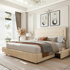 Bed Frame with 4 Storage Drawers Modern Platform Bed Set