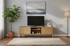 White Oak Media Unit with Modern Storage Design