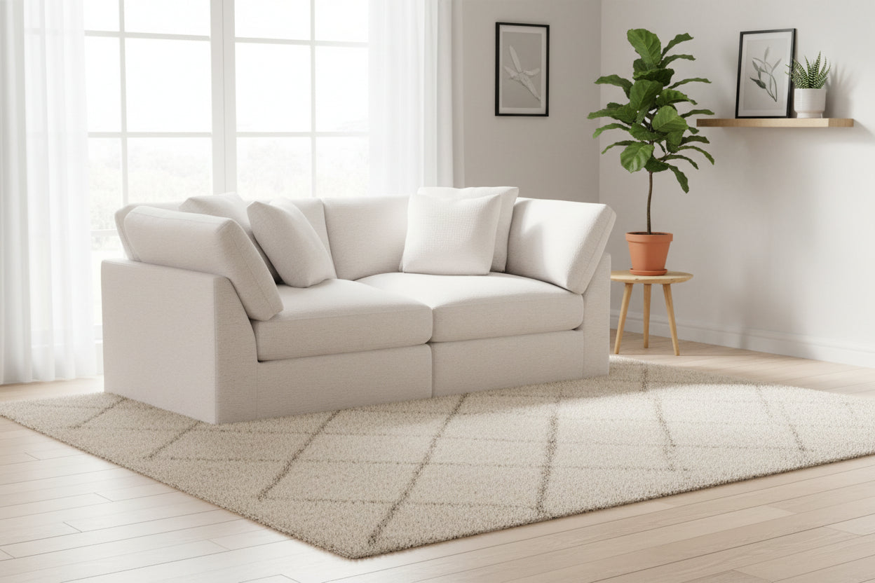 Large 2 Piece Modular Sofa Set in Nomad Snow