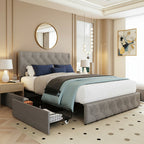 Bed Frame with 4 Storage Drawers Modern Platform Bed Set